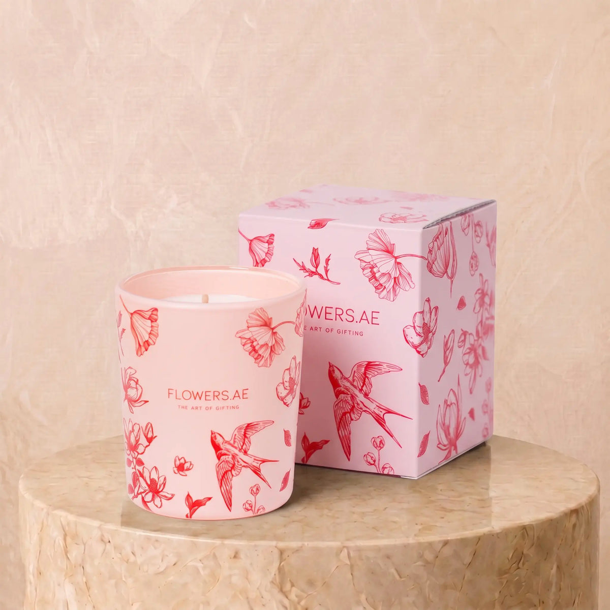 Pink Floral Candle