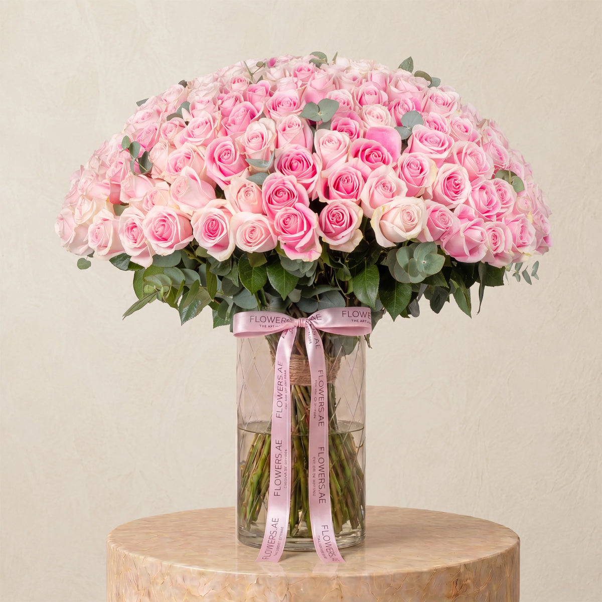 200 Pink Roses  Vase