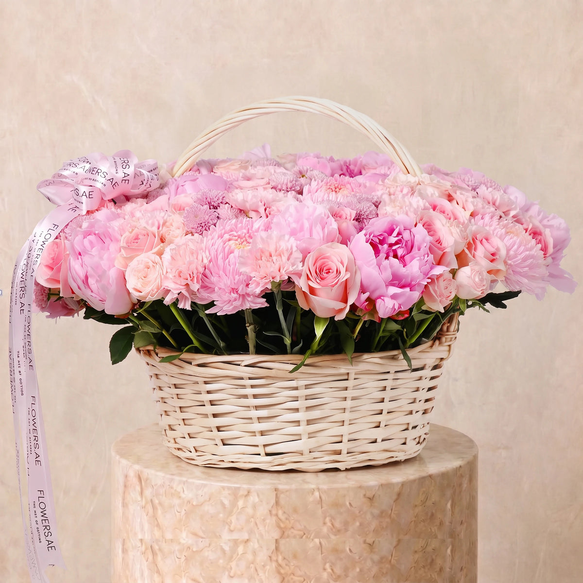 Pink Peony Basket