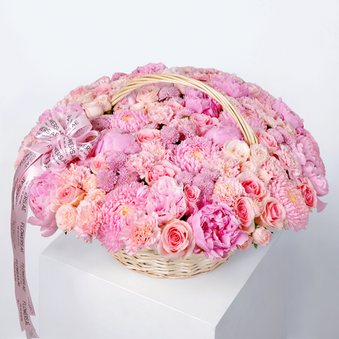 Pink Peony Basket