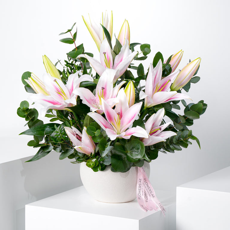 Pink Scented Lily Vase