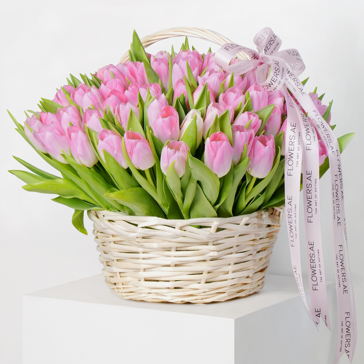 Luxury Pink Tulips Basket