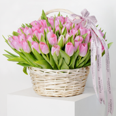 Luxury Pink Tulips Basket