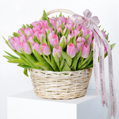 Luxury Pink Tulips Basket