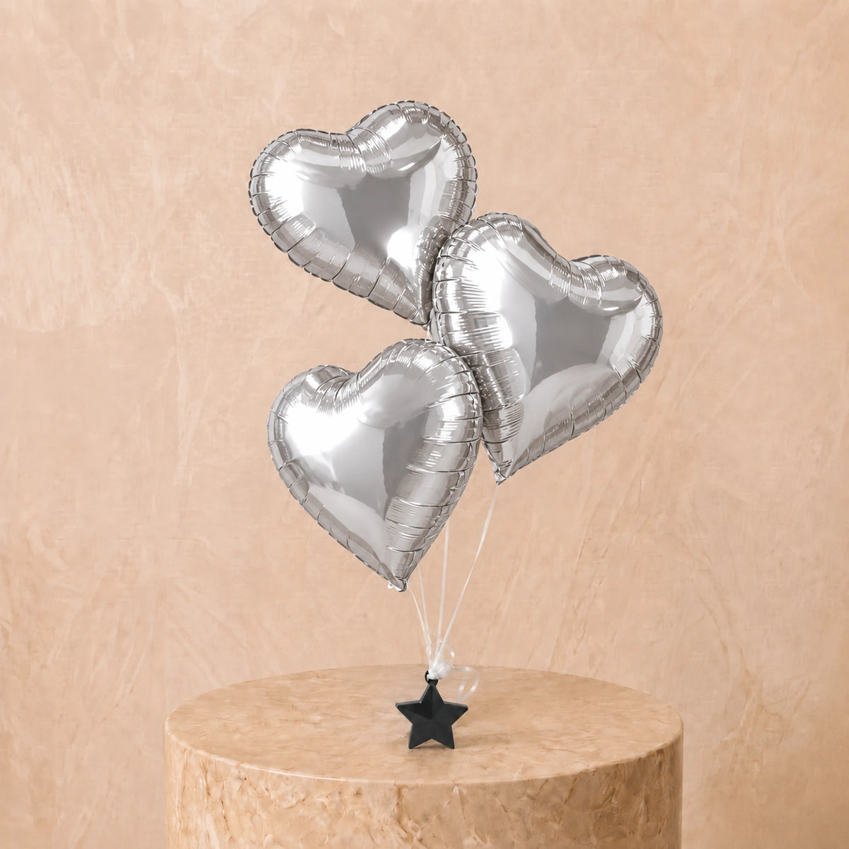3 Silver Heart Balloon Set