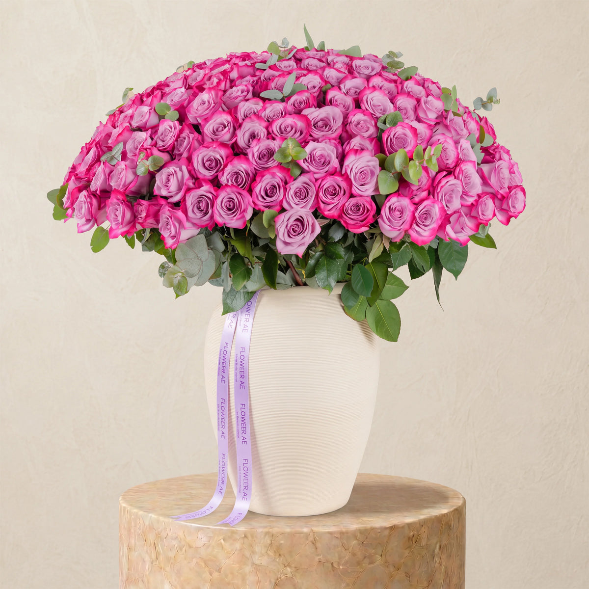 200 Purple Roses Vase