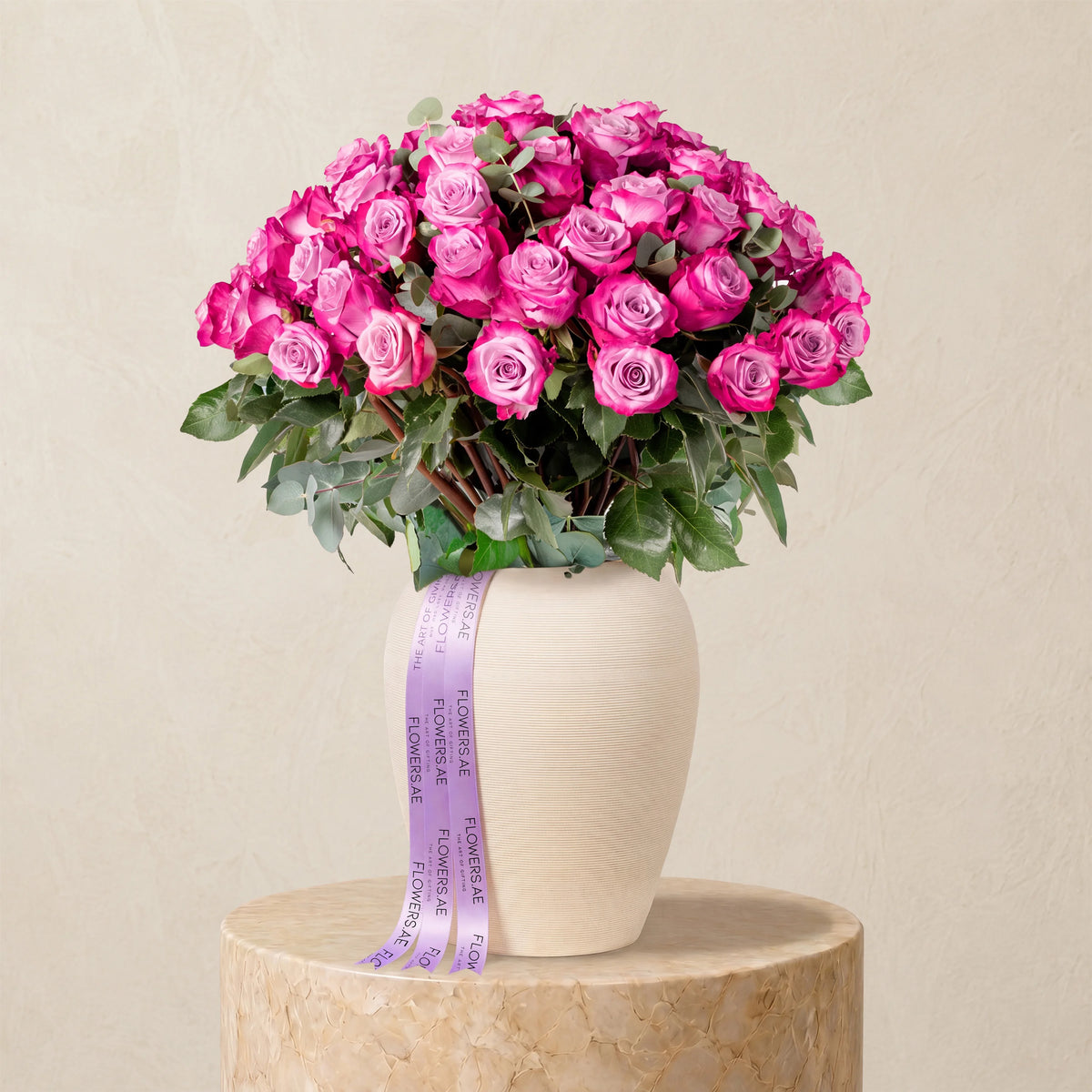 50 Purple Roses Vase