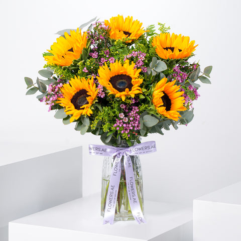 Sunflowers Glass Vase