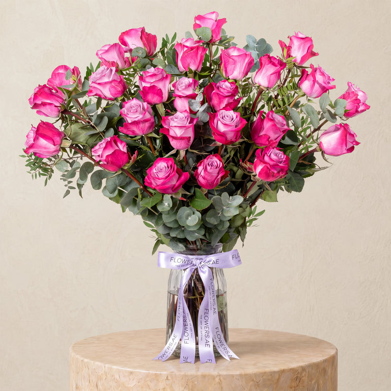 25 Purple Roses Vase