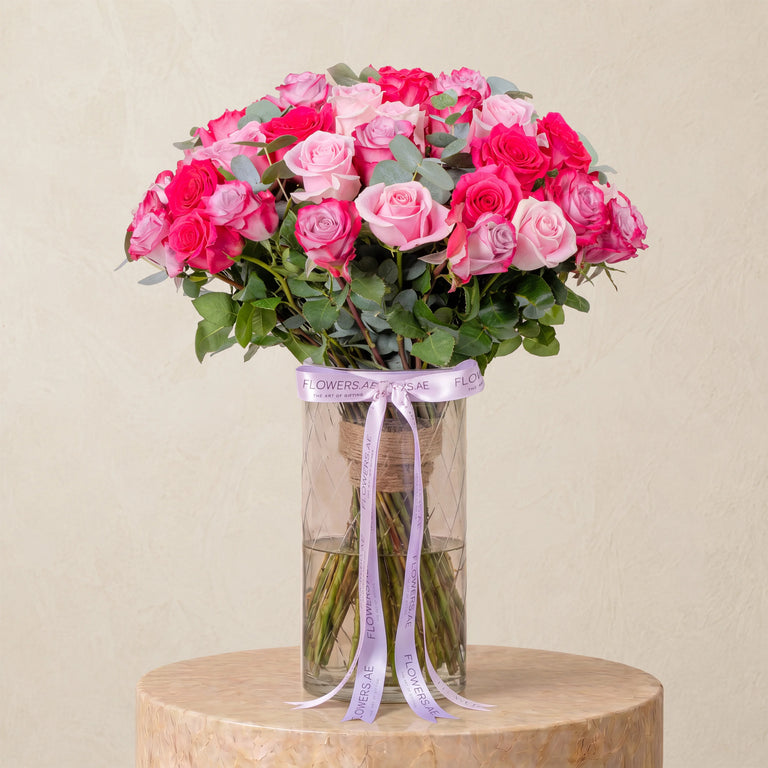 50 Blush Roses Vase