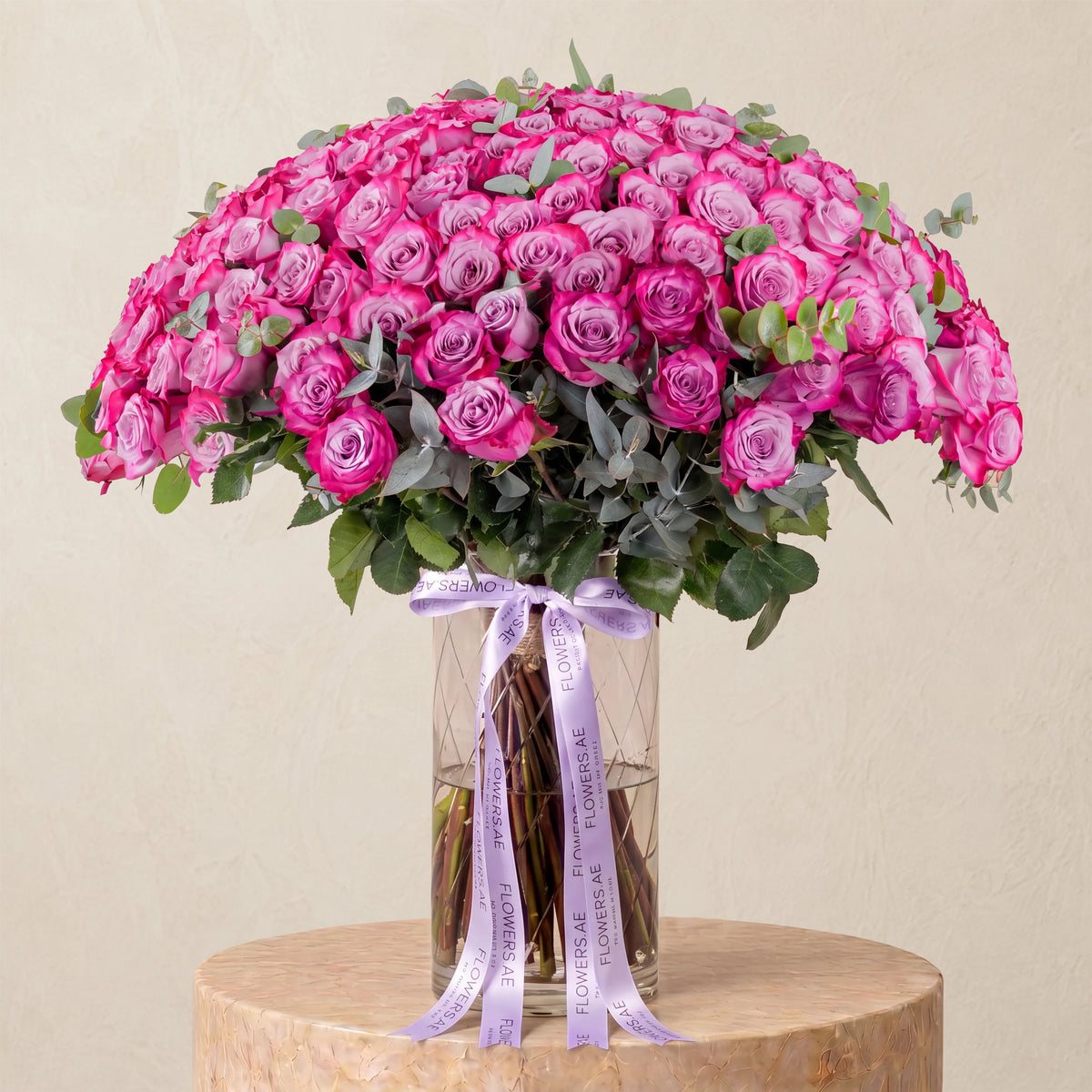 200 Purple Roses Vase