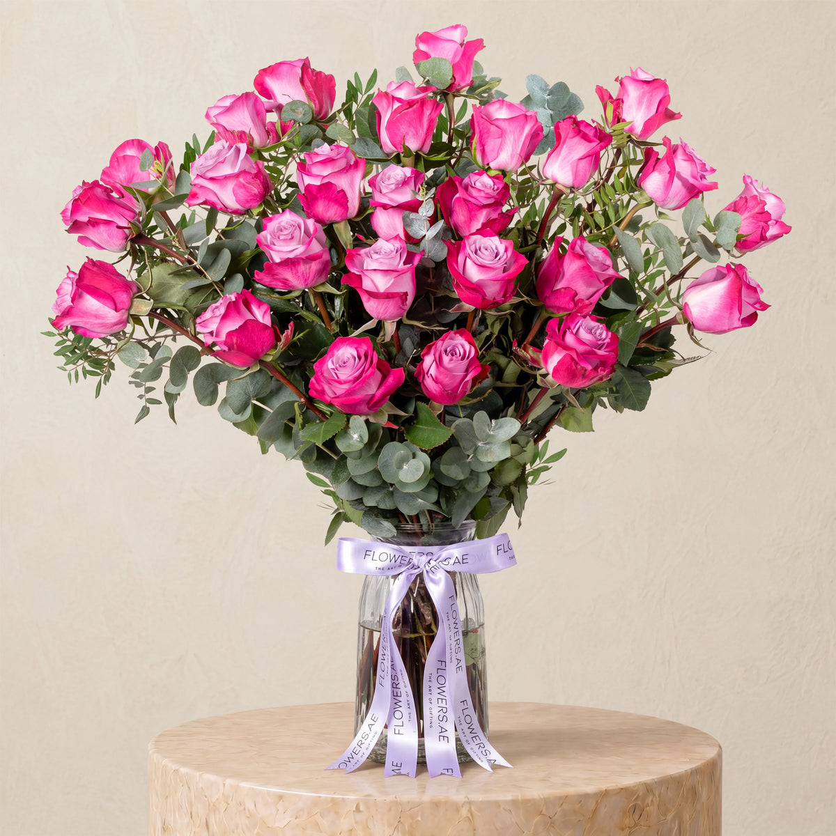 25 Purple Roses Vase