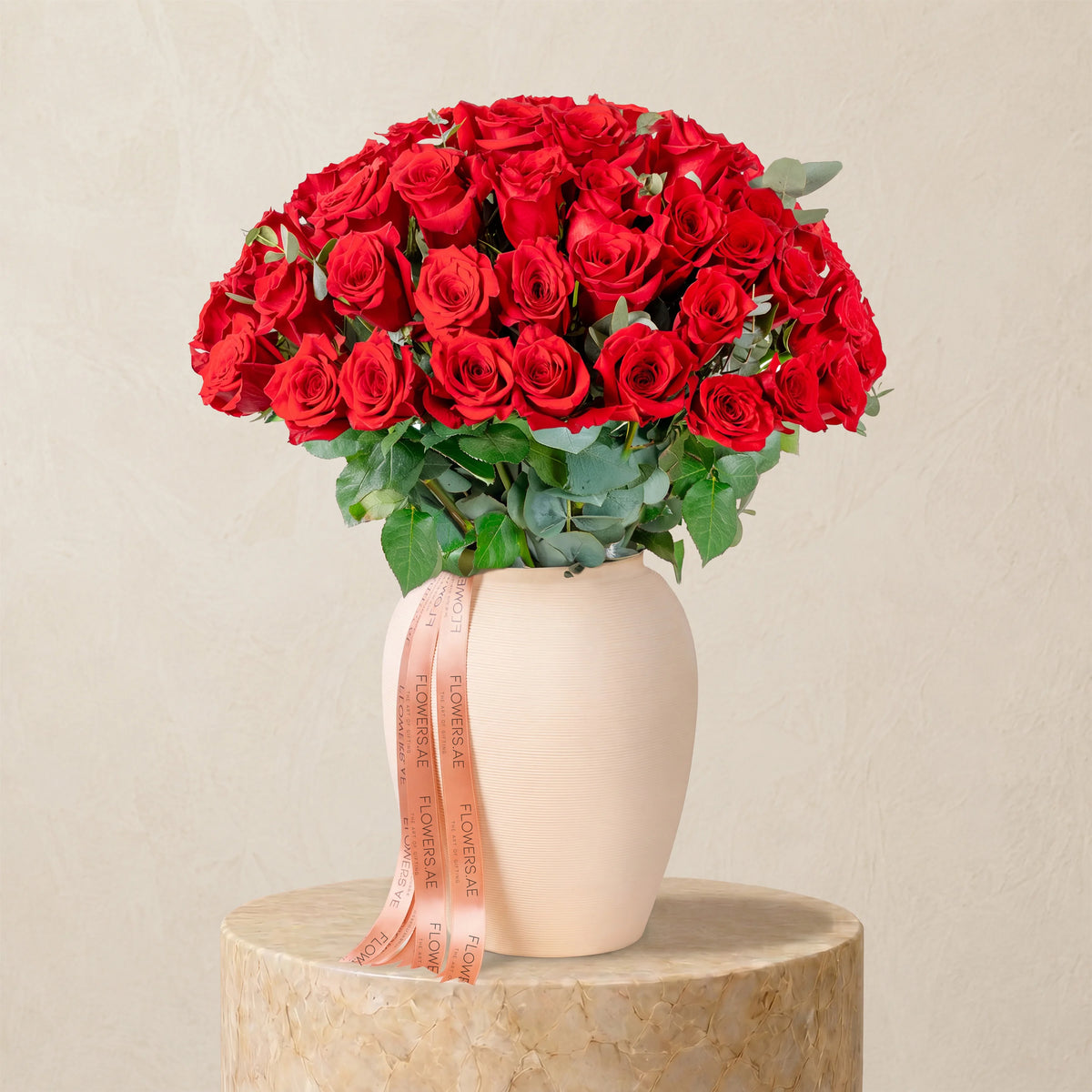 50 Red Roses Vase