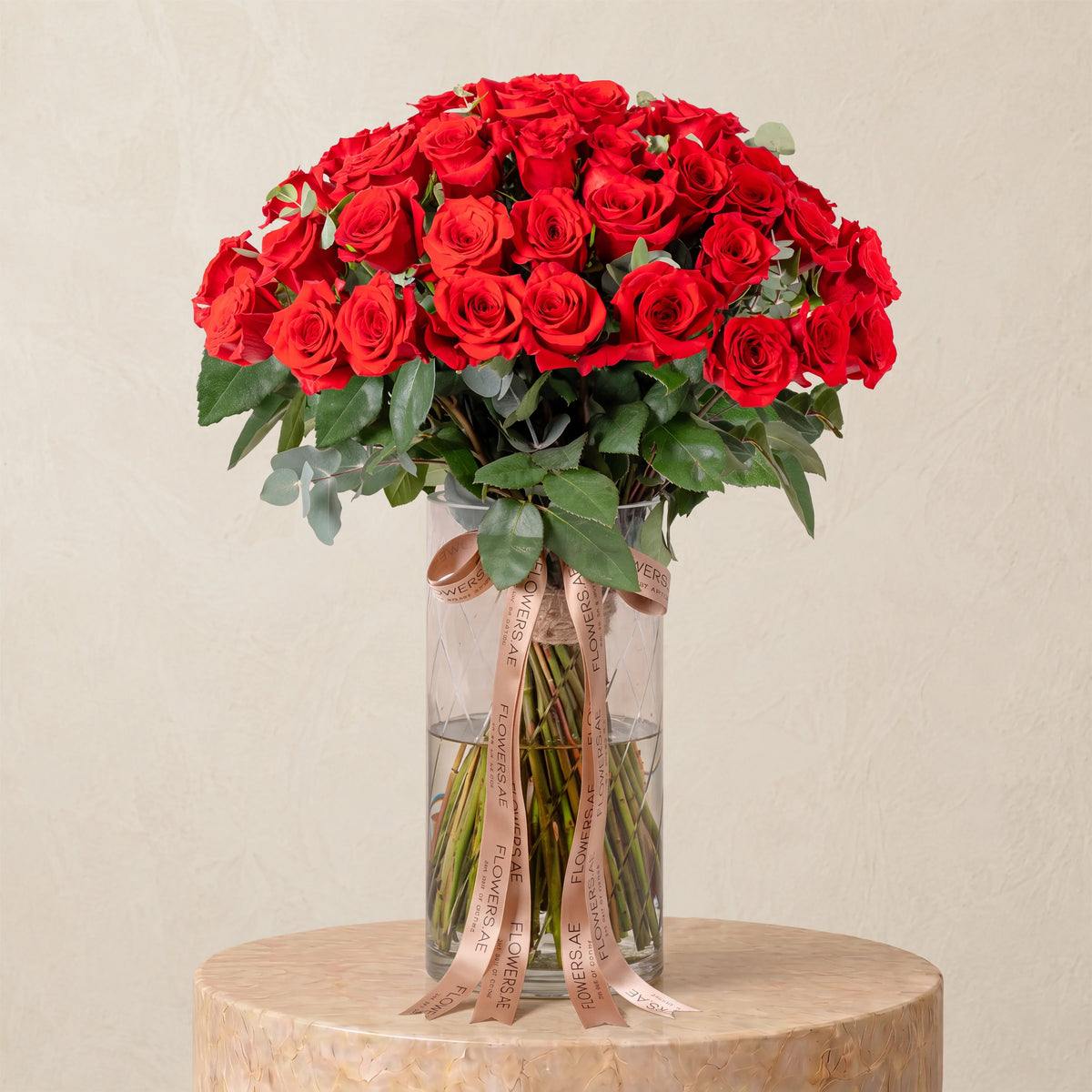 50 Red Roses Vase