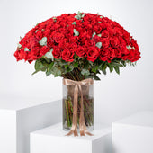 Valentine 200 Red Roses  Vase