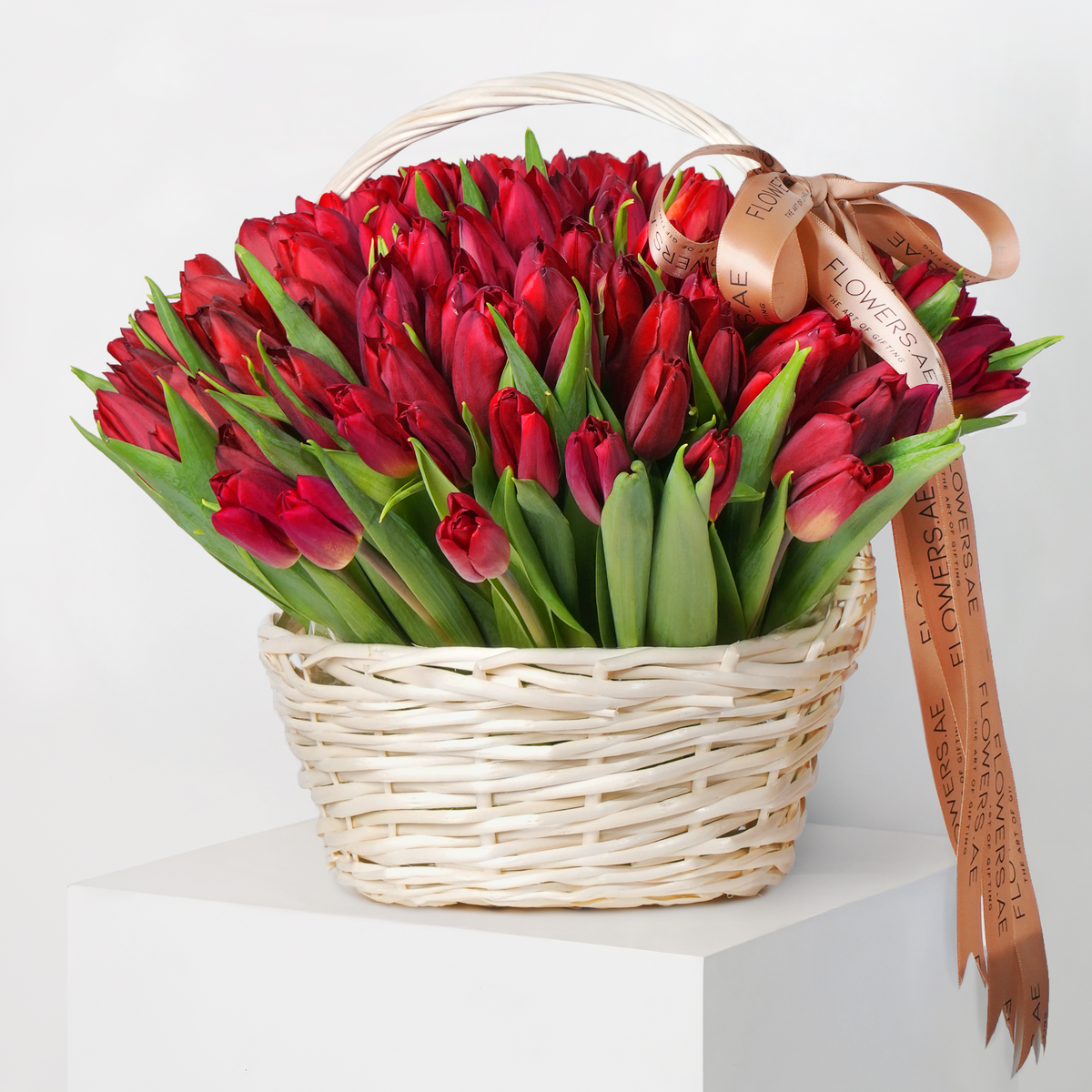 Luxury Red Tulips Basket