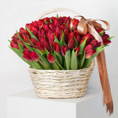 Luxury Red Tulips Basket