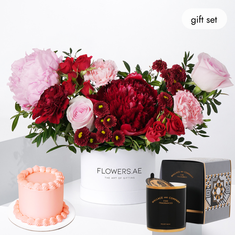 Eid Petite Rouge Peony Hatbox (Cake Gift Set)