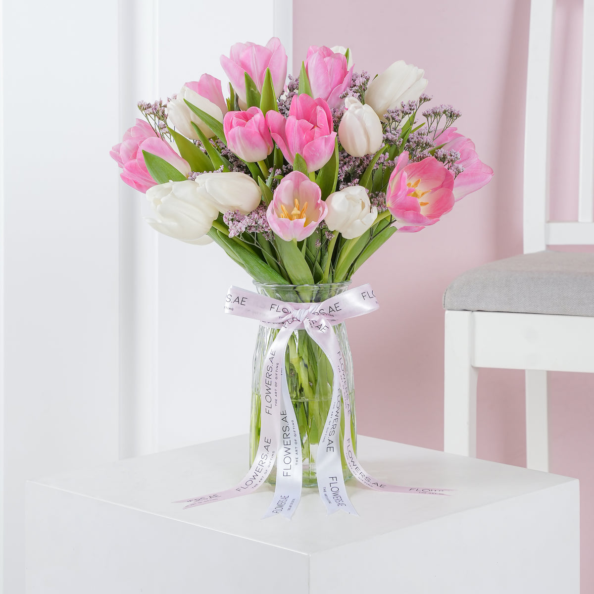 Pink And White Tulips - Vase