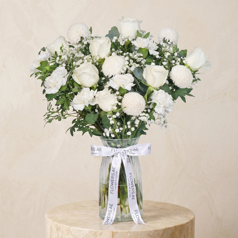 Congratulations Ivory Glass Vase