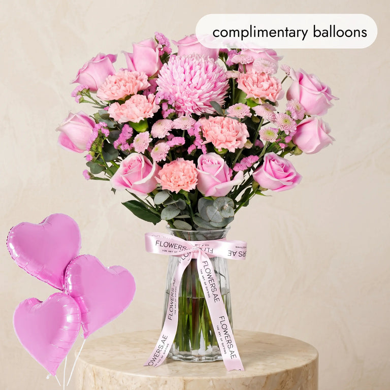Pink Delight Glass Vase