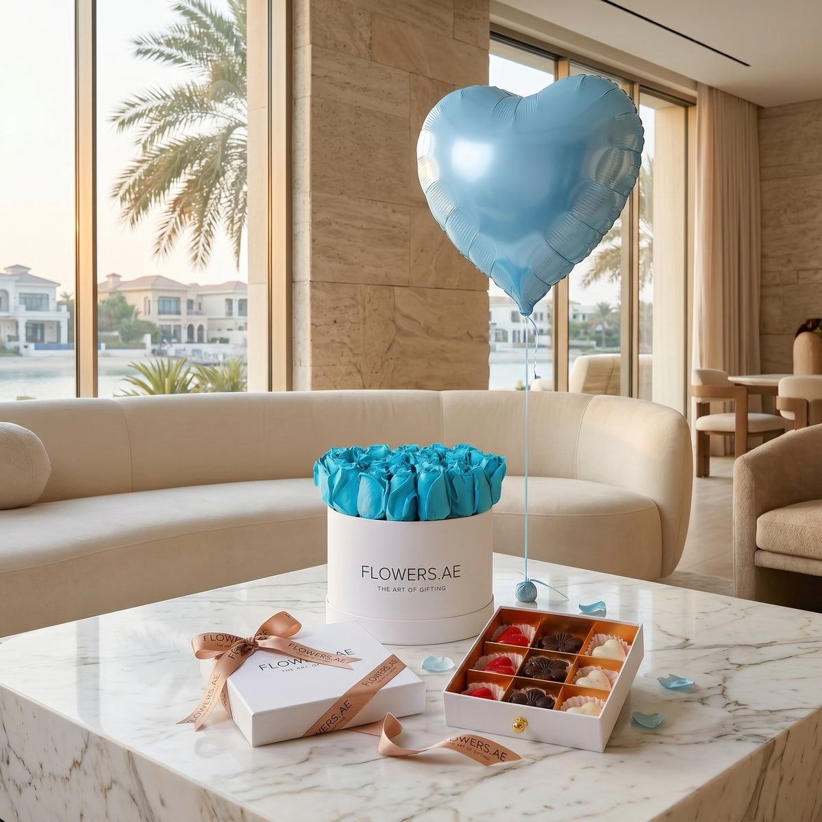 Father's Day Tiffany Blue Roses Hatbox (Gift Set)