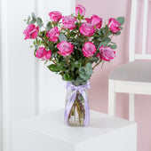 Valentine 12 Purple Roses - Vase