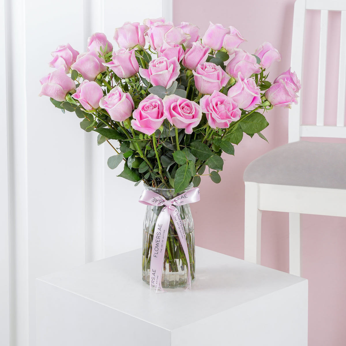25 Pink Roses  Vase