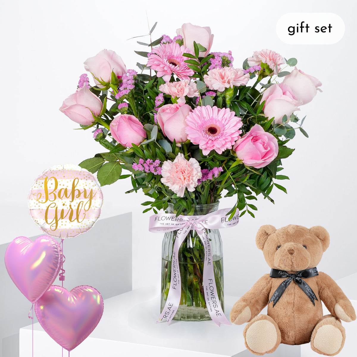Baby Pink Perfection Glass Vase (Gift Set)