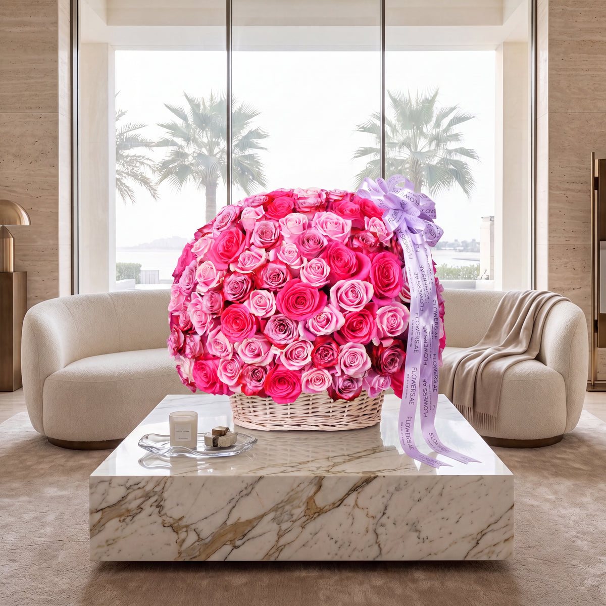 200 Blush Roses Basket
