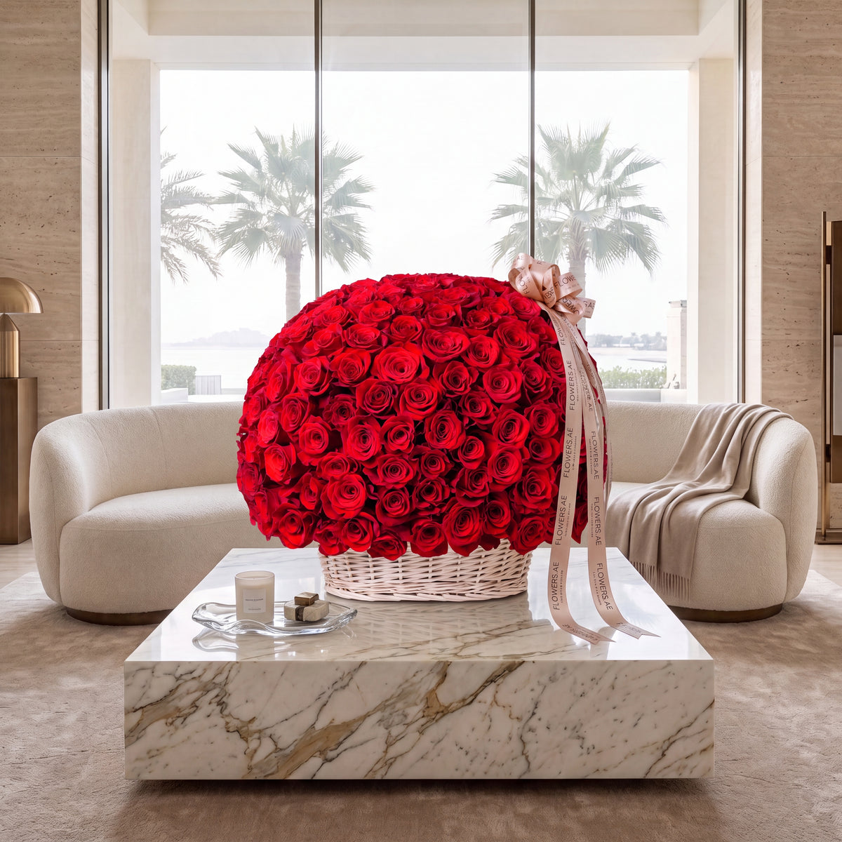 200 Red Roses Basket