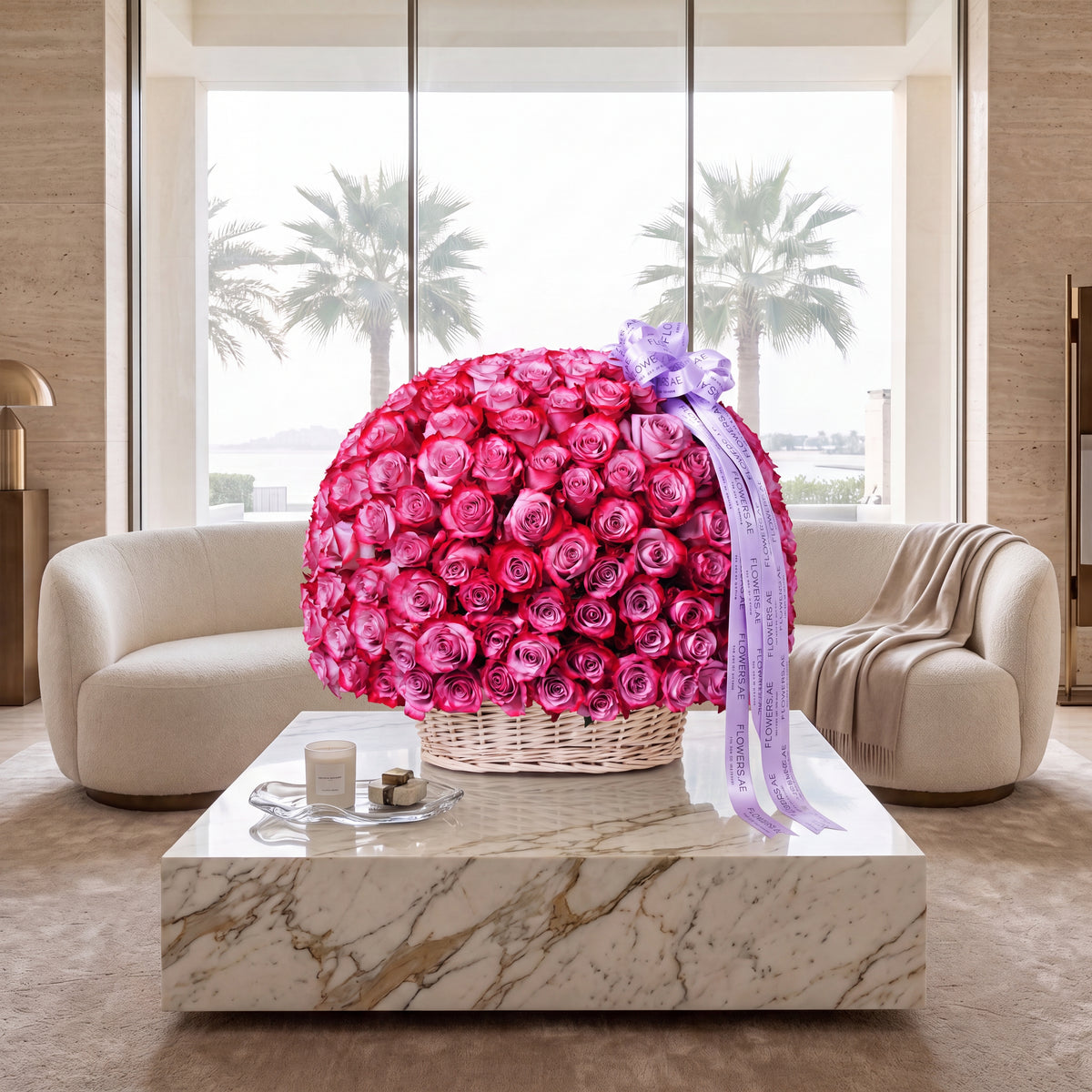 200 Purple Roses Basket
