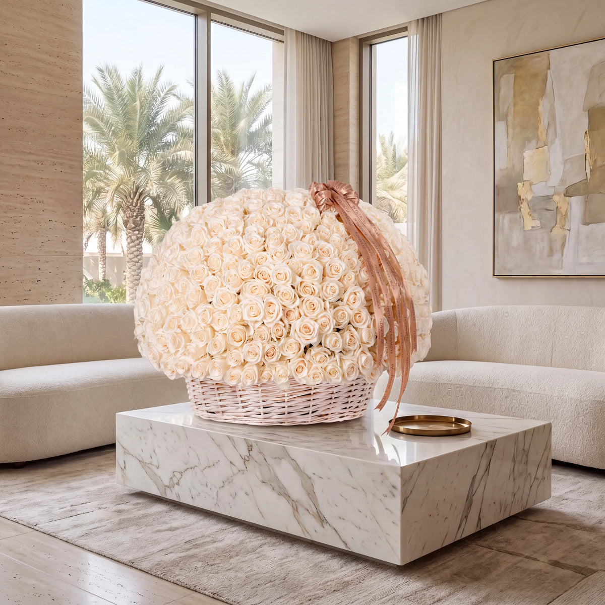 500 White Roses Basket
