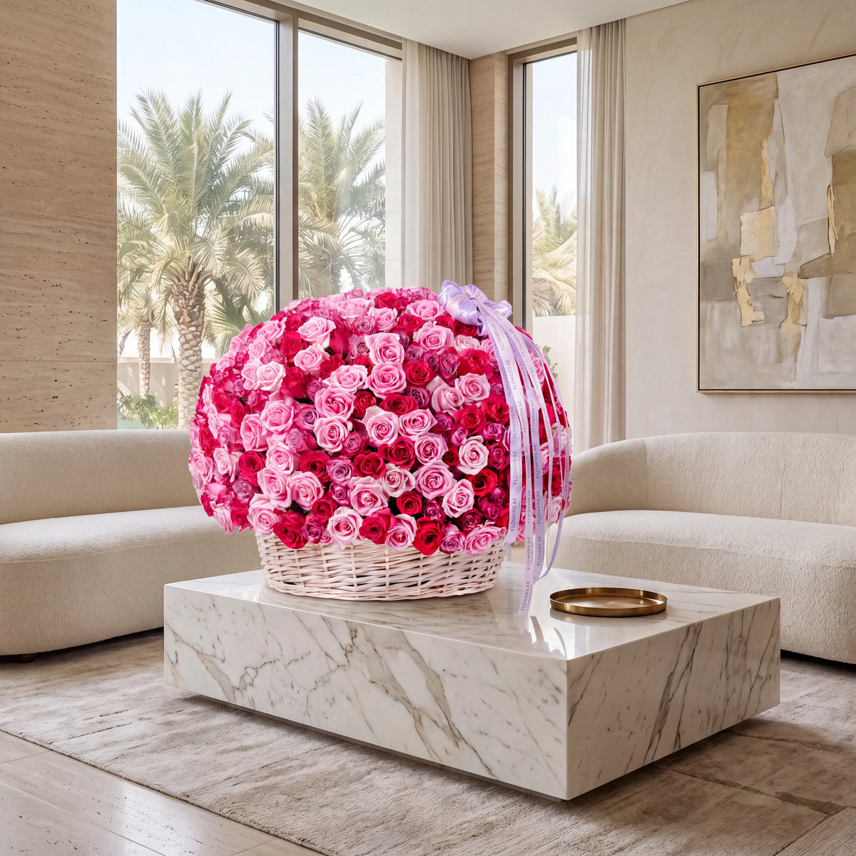 500 Blush Roses Basket