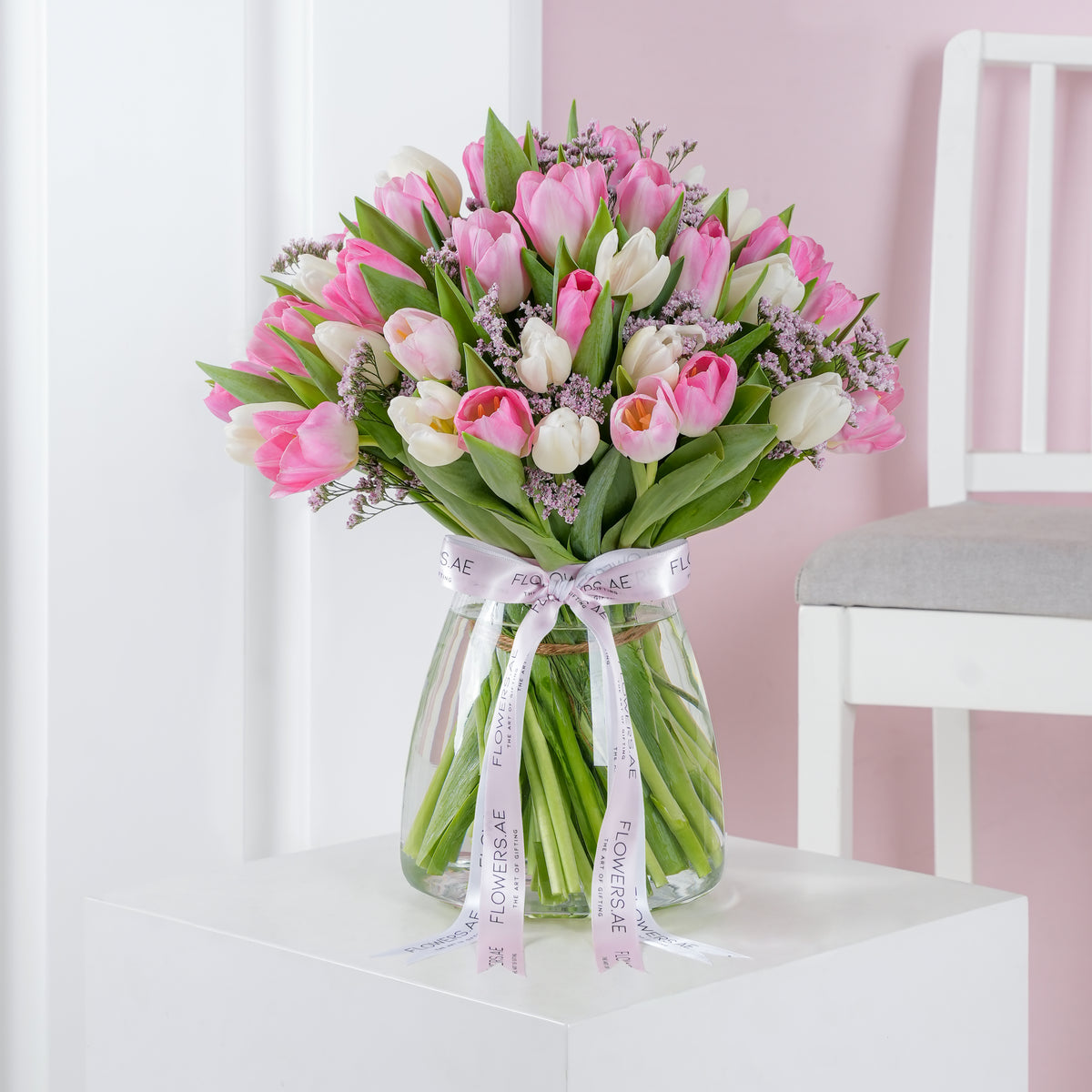 Pink And White Tulips Vase