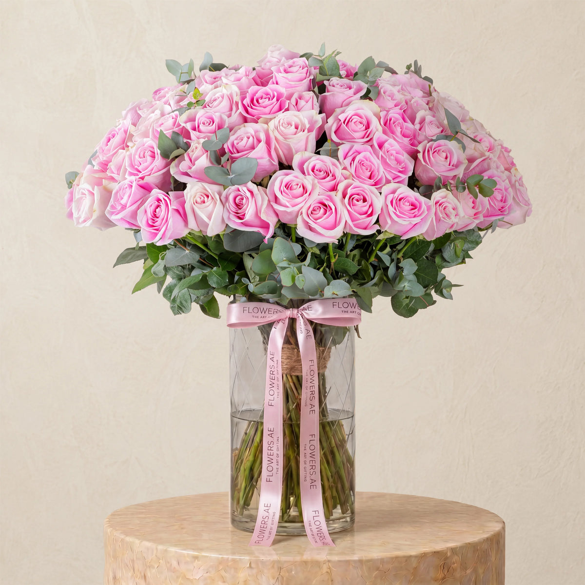 100 Pink Roses Vase
