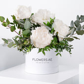 Petite White Peony Hatbox