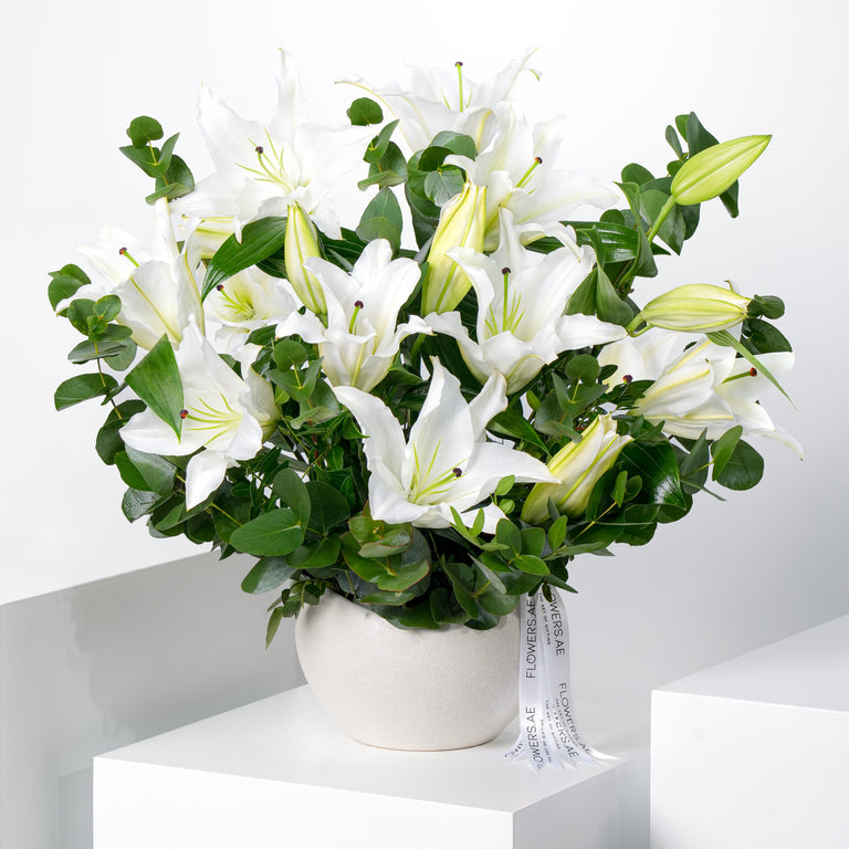 White Scented Lily Vase