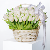 Luxury White Tulips Basket