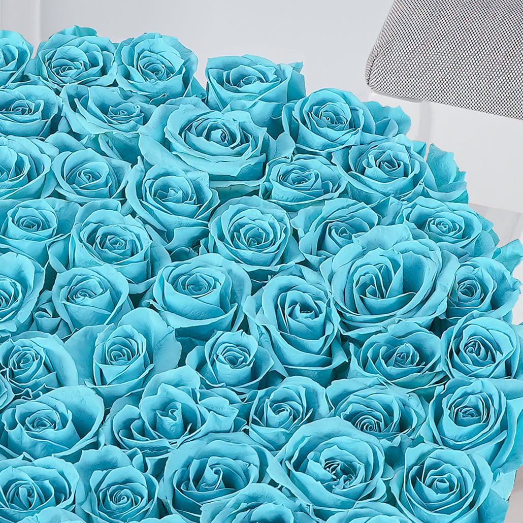 XXL Tiffany Blue Roses - Hatbox