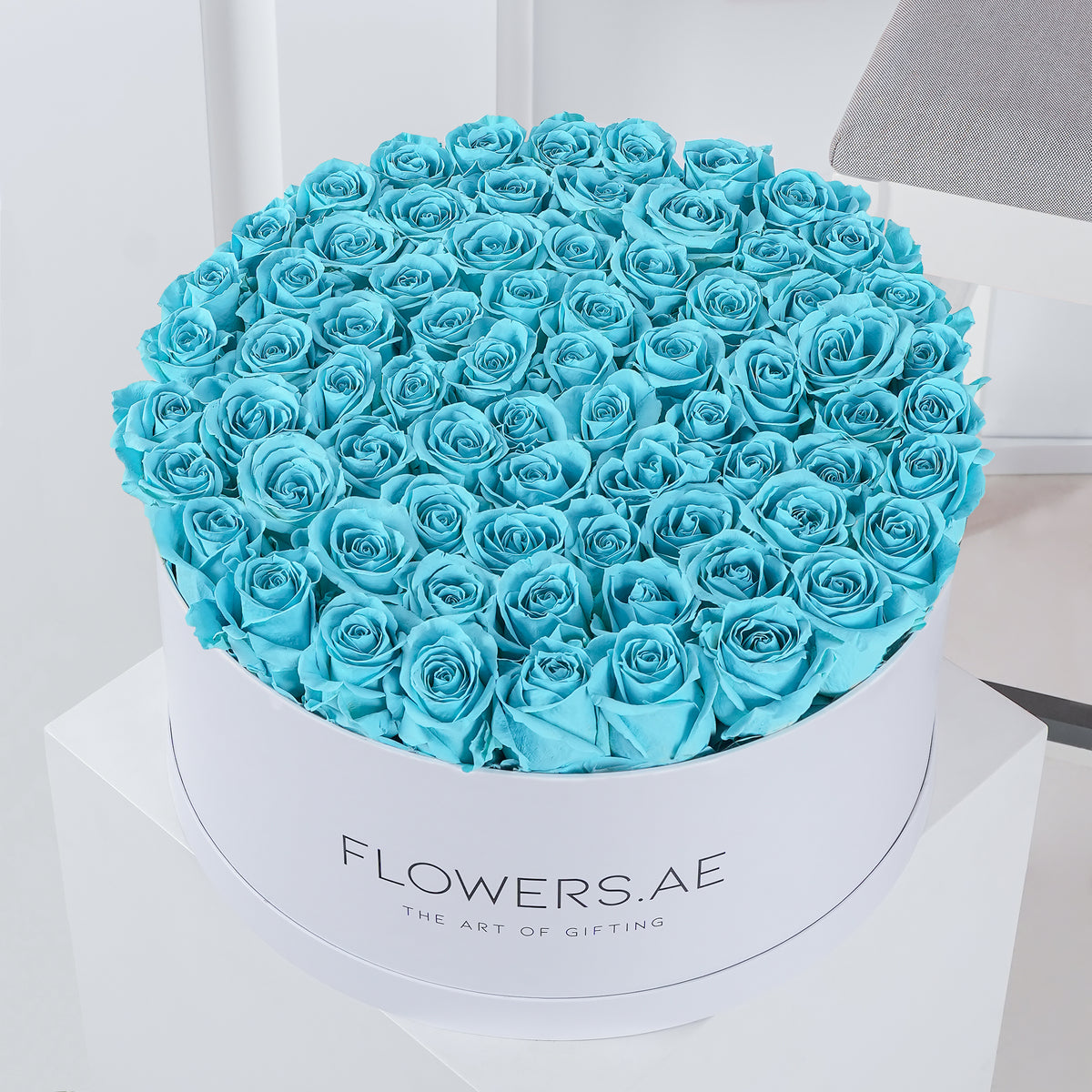 XXL Tiffany Blue Roses - Hatbox