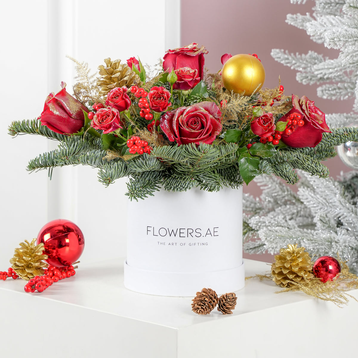 Petite Red Christmas Hatbox