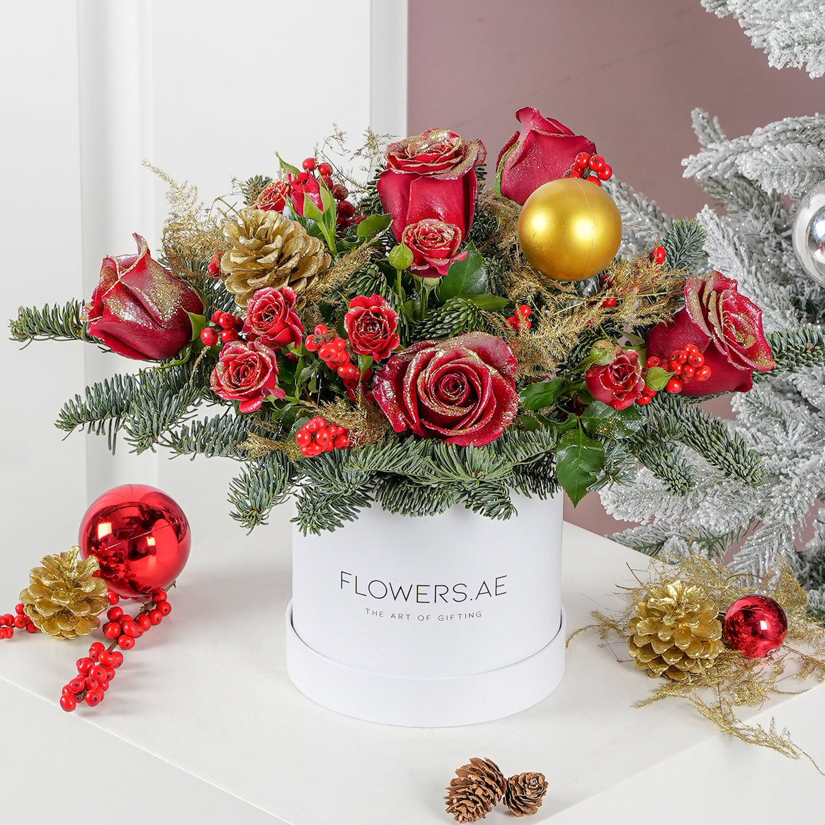 Petite Red Christmas Hatbox
