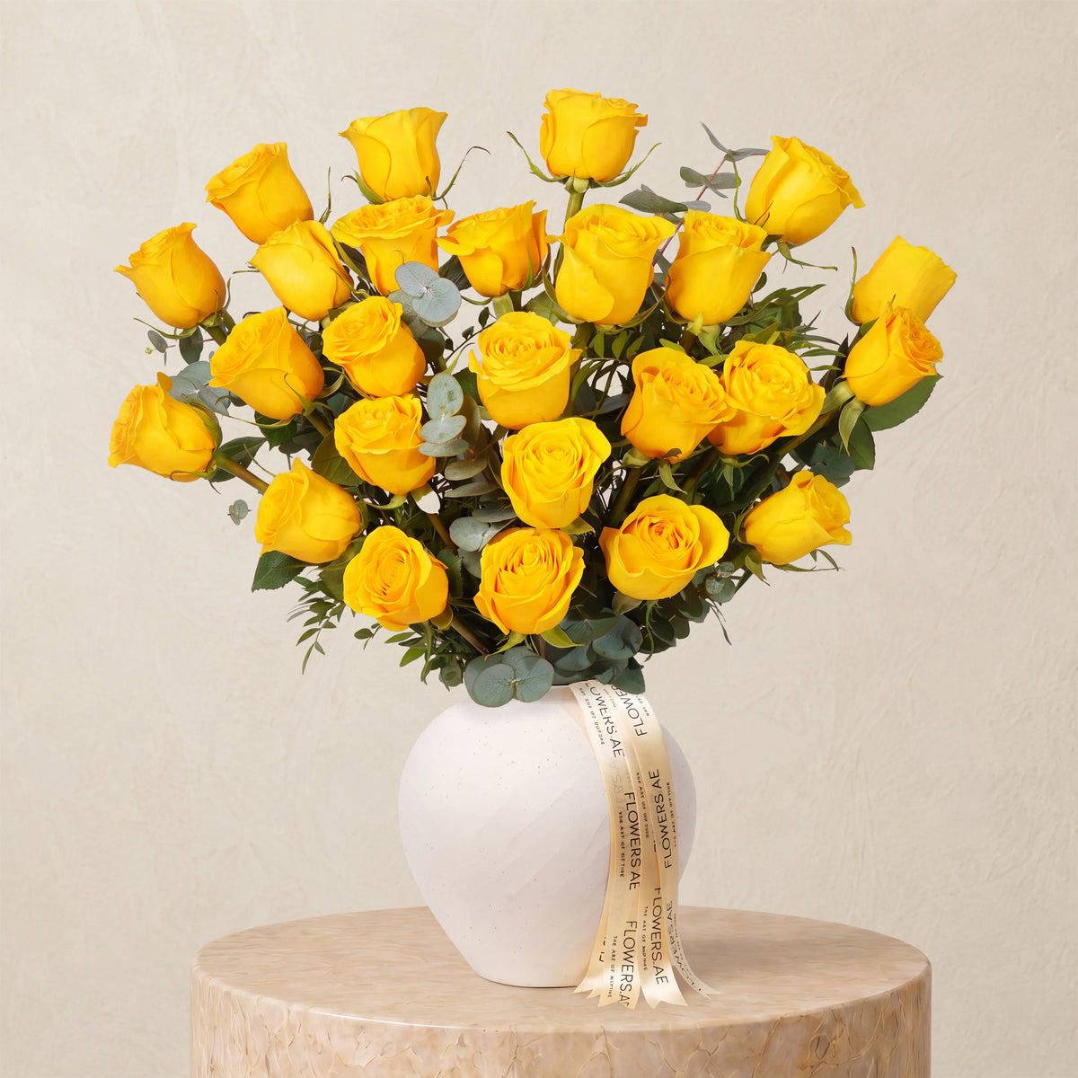 25 Yellow Roses Vase