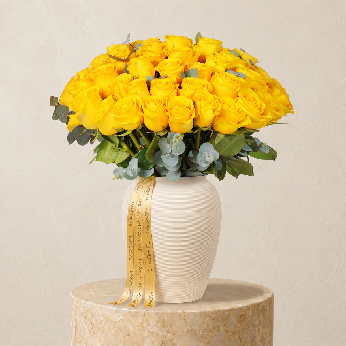 50 Yellow Roses Vase