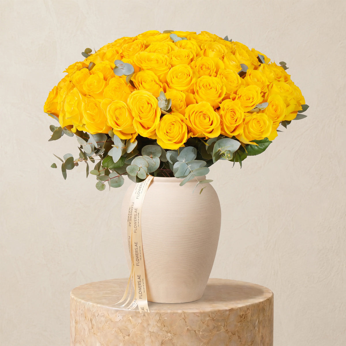 100 Yellow Roses Vase