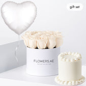 Petite White Roses Hatbox (Cake Gift Set)