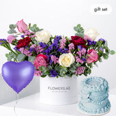 Birthday Petite Lavender Floral Hatbox (Cake Gift Set)