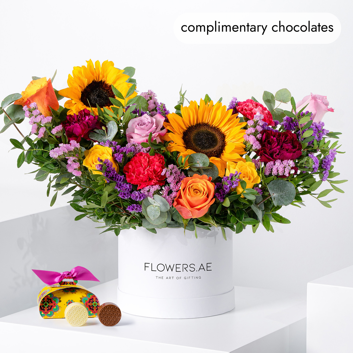Petite Vivid Sunflower Hatbox (Gift Set)