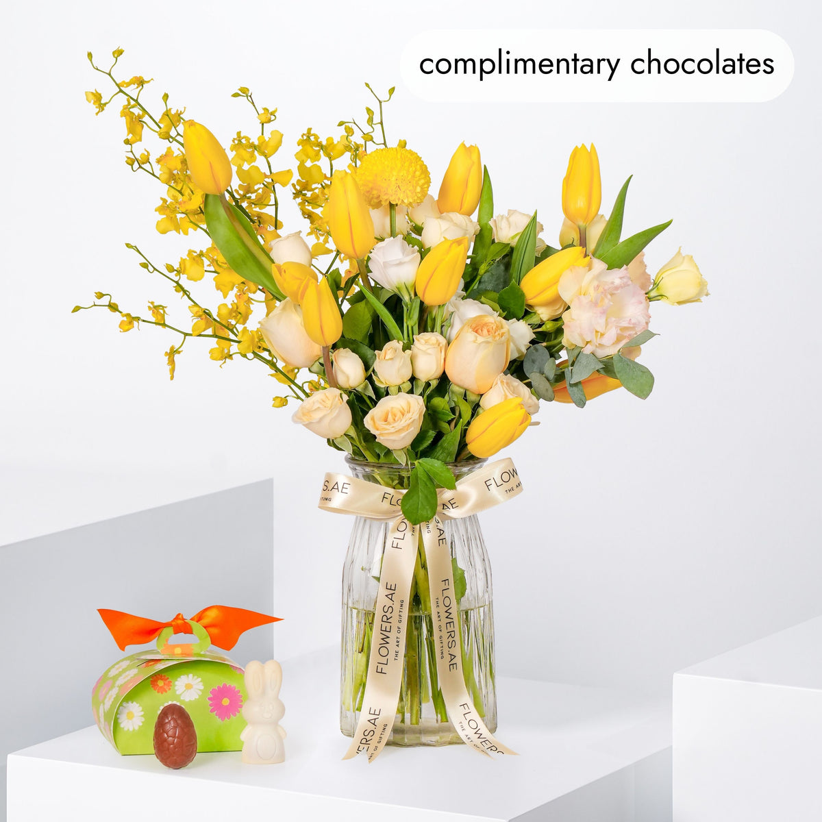 Easter Sunrise Tulips Glass Vase